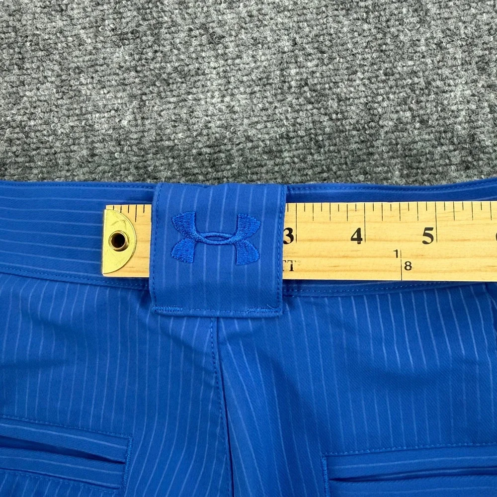 Under Armour Shorts Mens 30‎ Blue Pinstripe Flat Front Golf Stretch